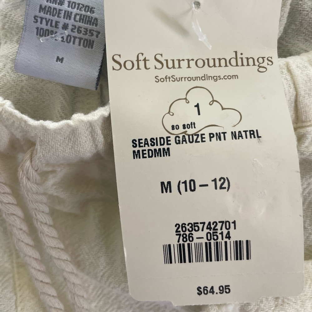 Soft Surroundings Seaside Gauze Pant Natural Size Medium